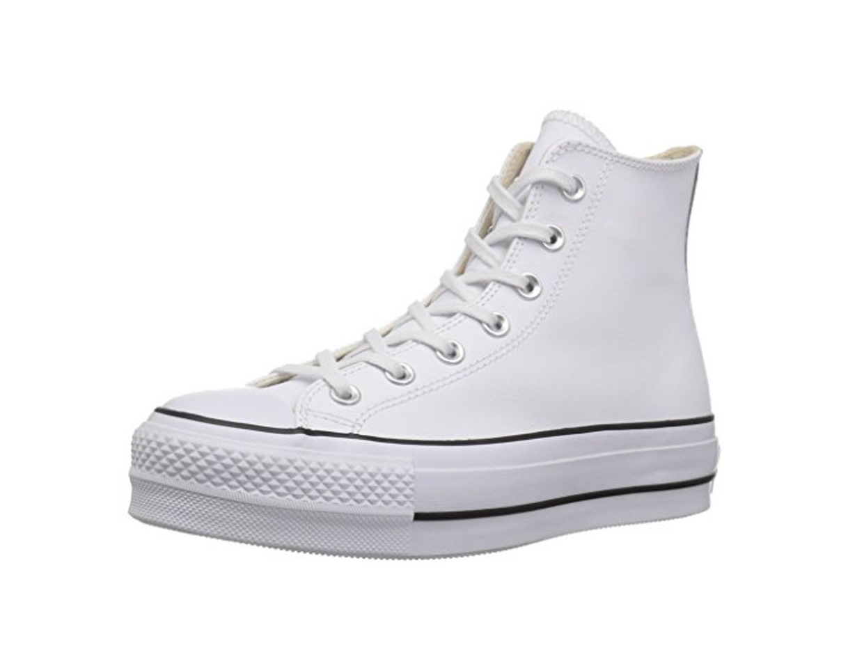 Moda Converse Chuck Taylor CTAS Lift Clean Hi, Zapatillas Altas Mujer, Blanco