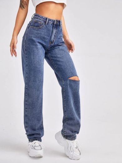 Calça jeans cintura alta 