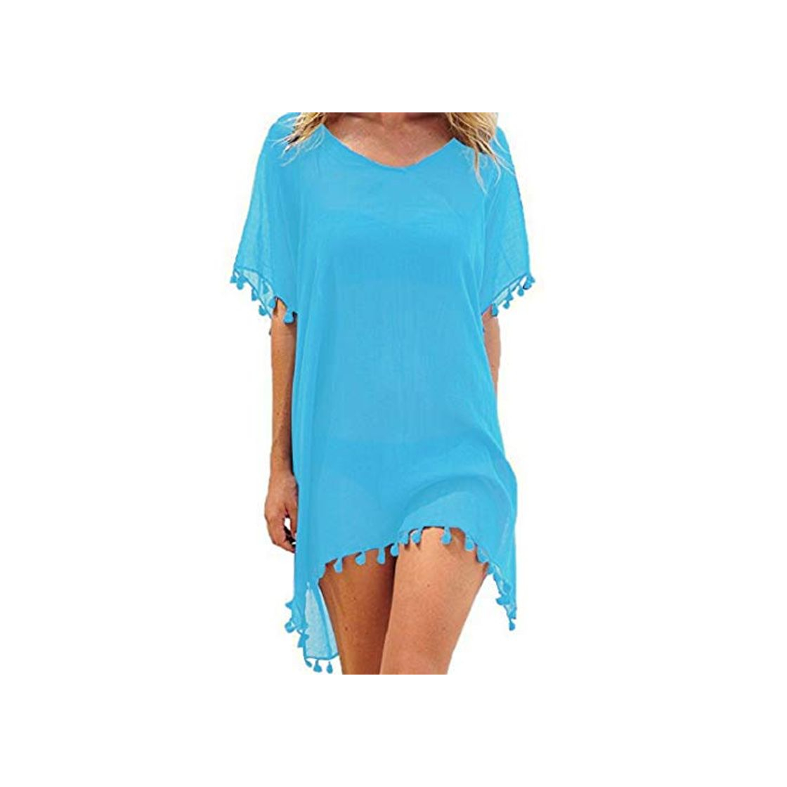 Fashion heekpek Mujer Borla Trajes de Baño Gasa Ropa de Playa Beach Bikini Cover Up Camisolas y Pareos Plus Size