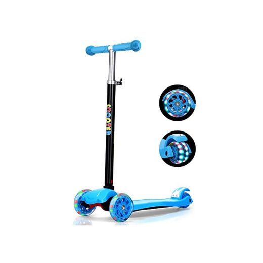 IMMEK Patinete de 3 Ruedas Scooter con Led Luces Manillar Altura Ajustable