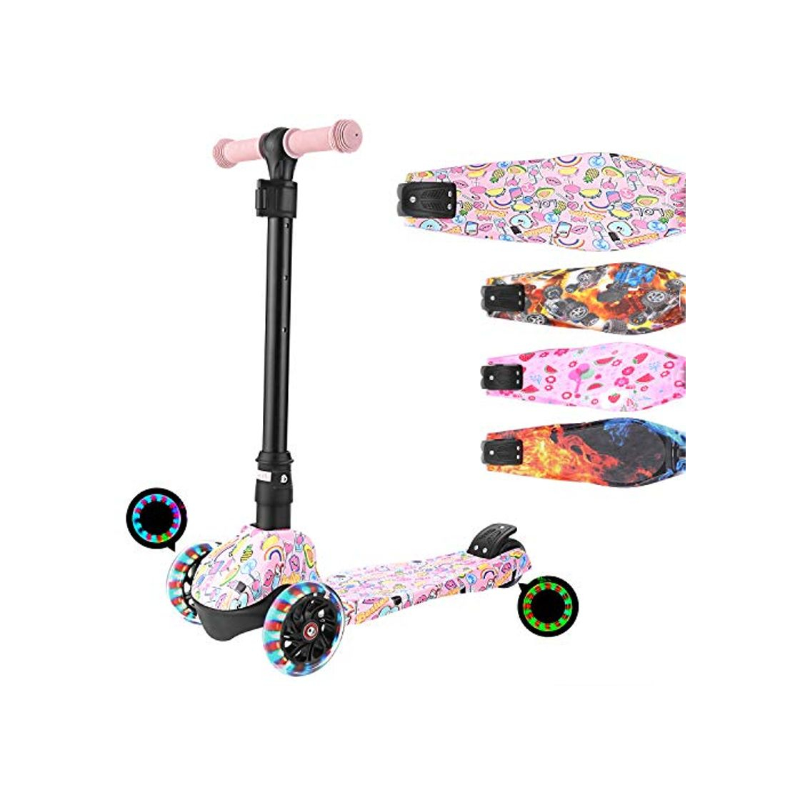 Fitness WeSkate Patinete Infantil de 3 Ruedas con Luz para Niñas y Niños,