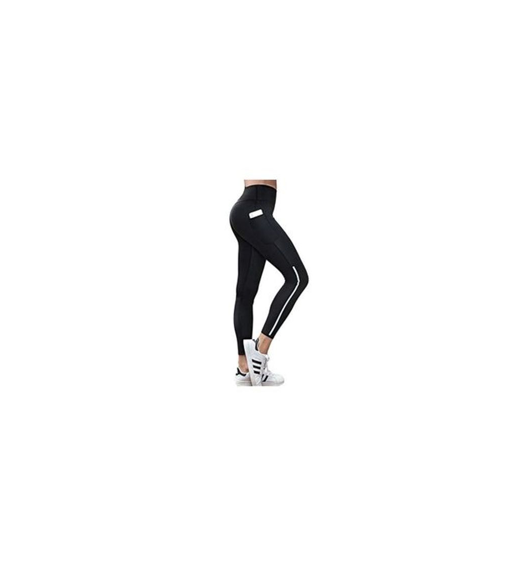 Moda Pantalones de mujer Ejercicio de entrenamiento Control del vientre Cintura alta Fitness con bolsillos