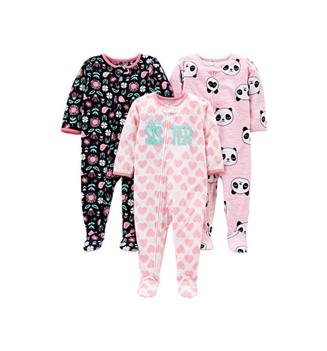 Moda Simple Joys by Carter's 3-Pack Flame Resistant Fleece Footed Pajamas Infant-and-Toddler-Sleepers, Sister