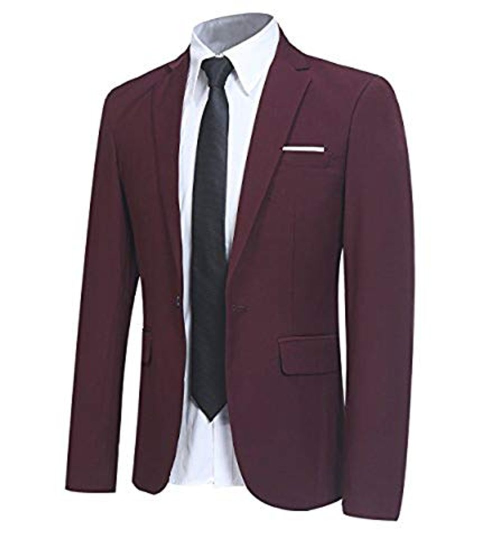 Moda Chaqueta Casual para Hombre Slim Fit Chaquetas de Traje Formal de Negocios Un botón de un Solo Pecho Chaqueta de Esmoquin Chaqueta Elegante