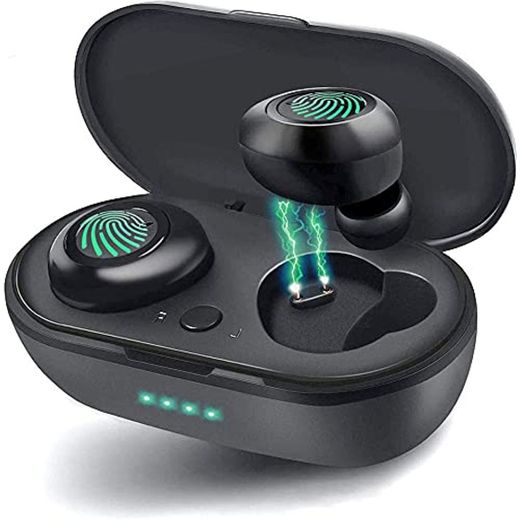Auriculares Bluetooth 5.0 Inalámbricos,Hi-Fi Sonido Estéreo In-Ear Auricular con Micrófono,Caja de Carga