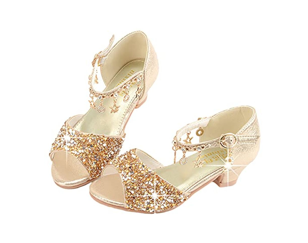 Moda AISHANGYIDE Niña Princesa Zapatos Lentejuelas Sandalias Niño Tango Latino Bailarina Tacones Altos