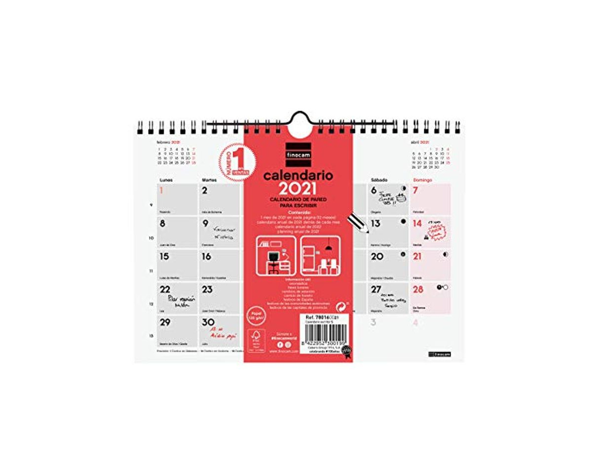 Productos Finocam 780160021 - Calendario Neutro de pared 2021 Escribir Español