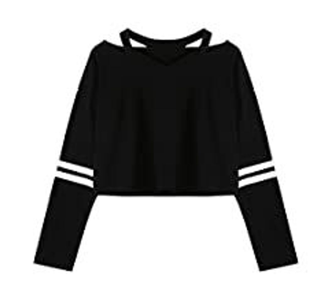 Products Mujer Sudaderas Cortas Adolescentes Chicas Manga Larga Sudadera con Cuello en V