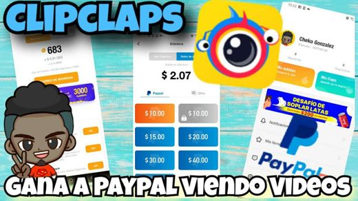 Clipclaps App de Videos que paga a Paypal 
