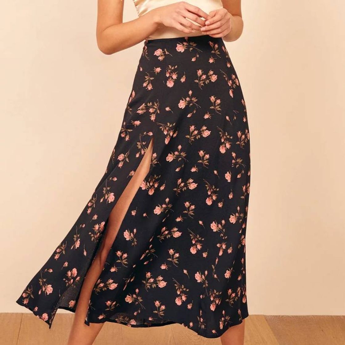 Moda Falda midi floral