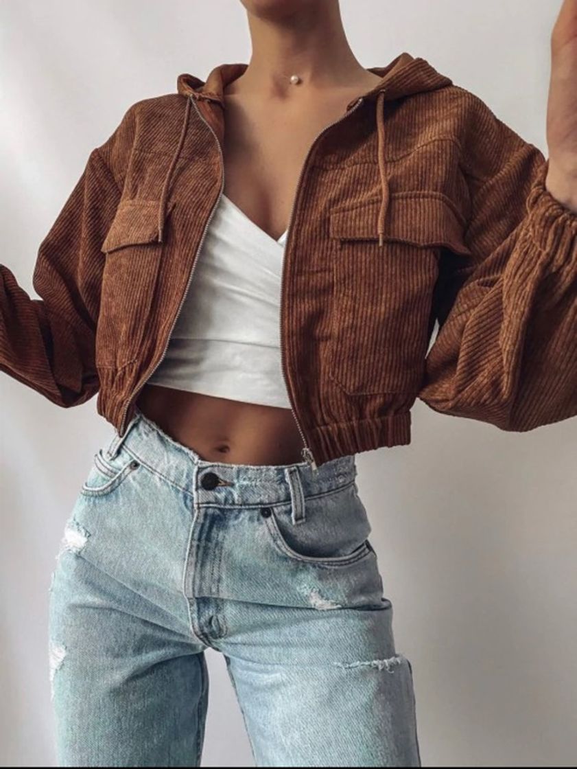 Social ZAFUL Chaqueta con Capucha de Pana con Bolsillo