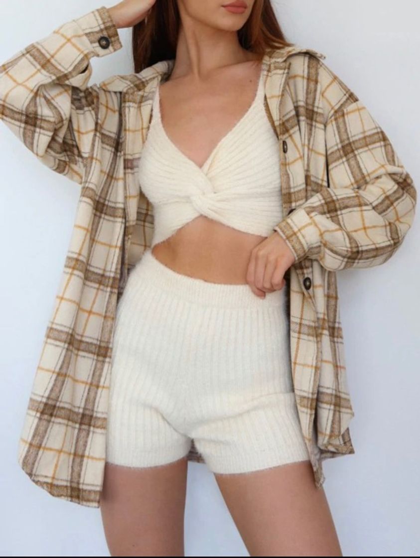 Social Abrigo Mezcla de Lana Cuadros