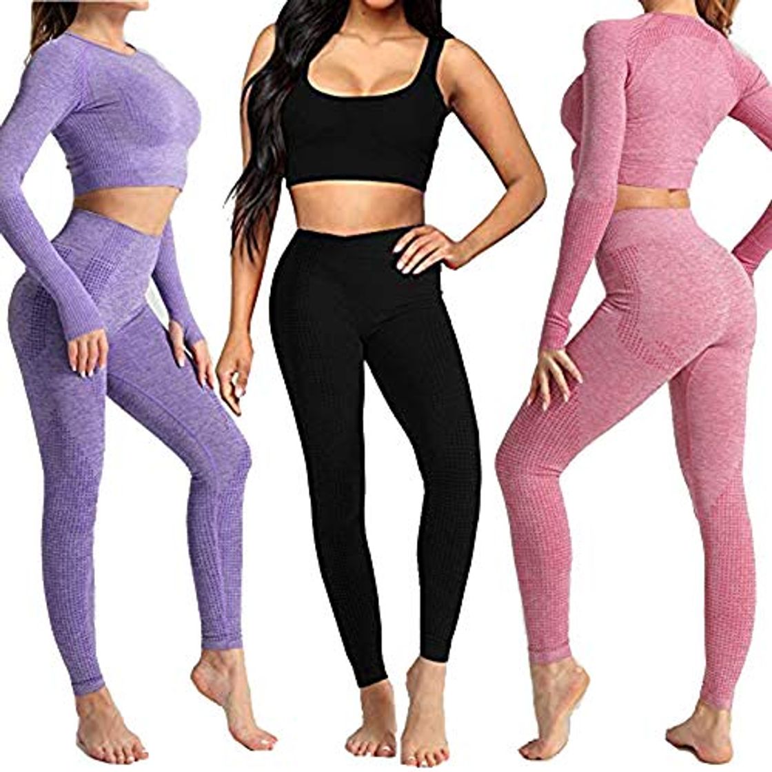 Product Conjunto Yoga 3 Piezas Ropa Fitness , Pantalones De Yoga Súper Elásticos