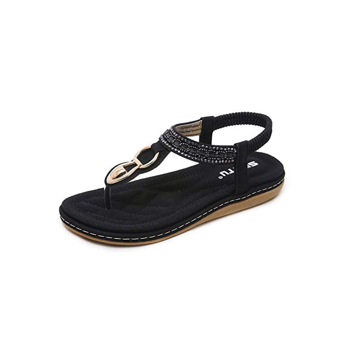 Fashion QIANWEIXI Sandalias Planas Mujer Bohemia Zapatos Mujer Sandalias String Bead Flip Flop