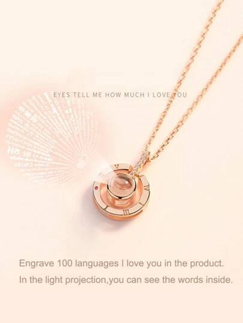 Fashion Round Pendant Light Projection Chain Necklace