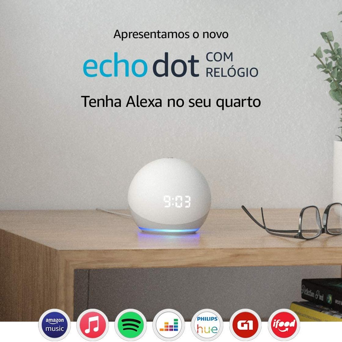 Fashion Novo Echo Dot (4ª geração): Smart Speaker com Relógio e Alex