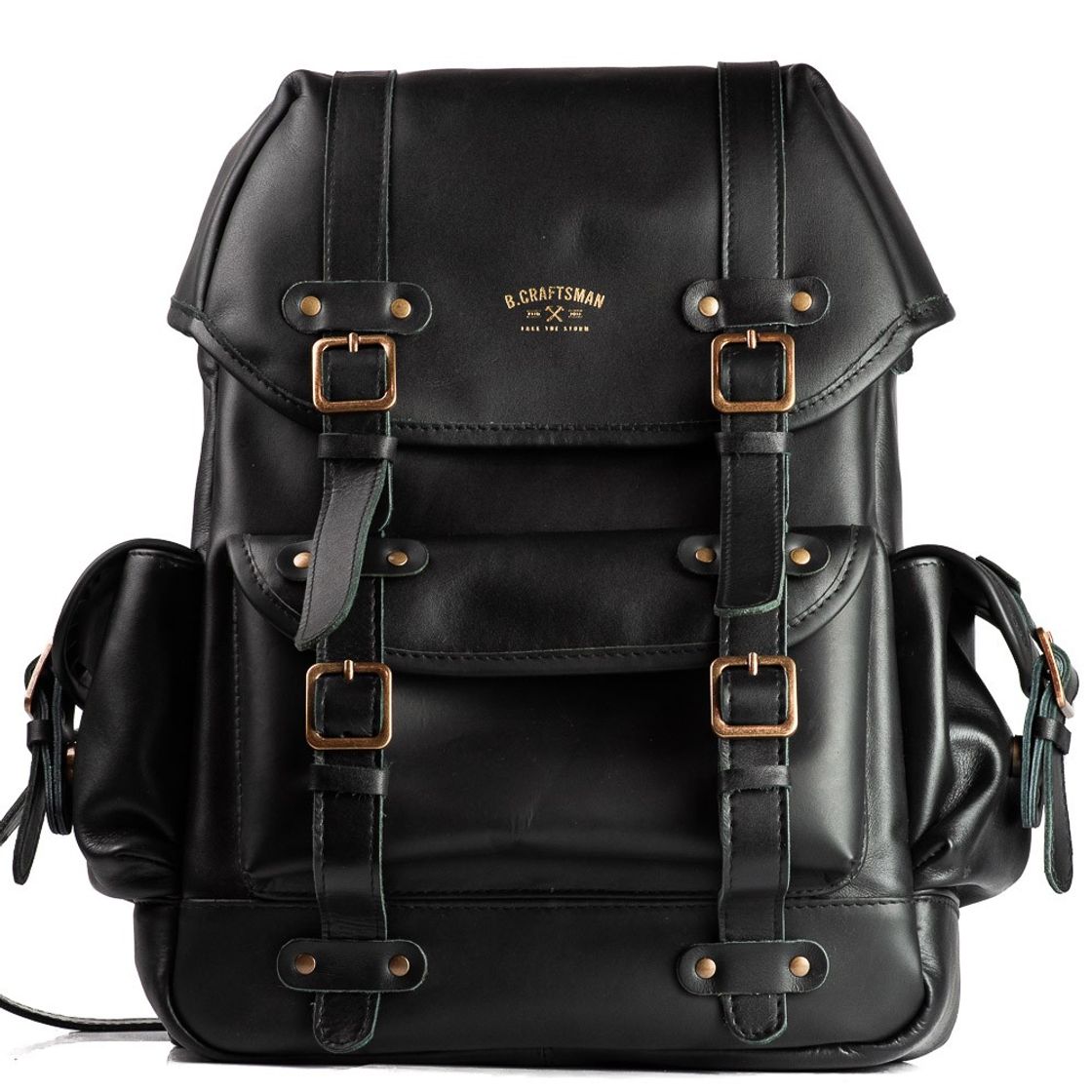 Fashion Mochila Ragnar Material e cor:Couro Preto - BCraftsman