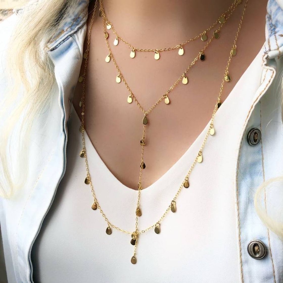 Social Mix de colares corrente com mini gotas

