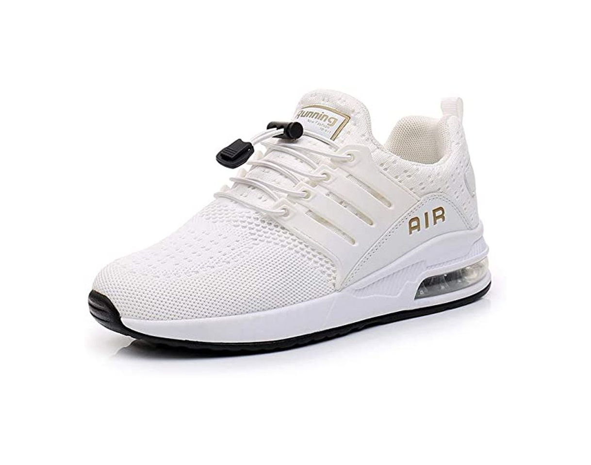 Fashion Zapatillas de Deporte atléticas para Mujer Zapatillas de Deporte con amortiguación de Aire Transpirable Moda Deportiva Gimnasio Jogging Tenis Entrenadores de Fitness Blanco 37 EU