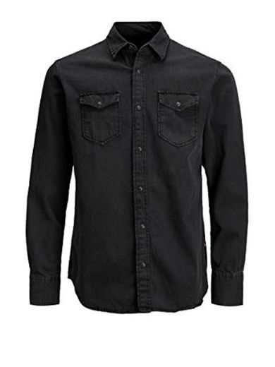 Jack & Jones Jjesheridan Shirt L/s Camisa Vaquera, Negro