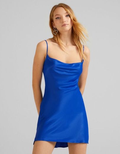 Vestido mini satinado lencero - Vestidos - Mujer