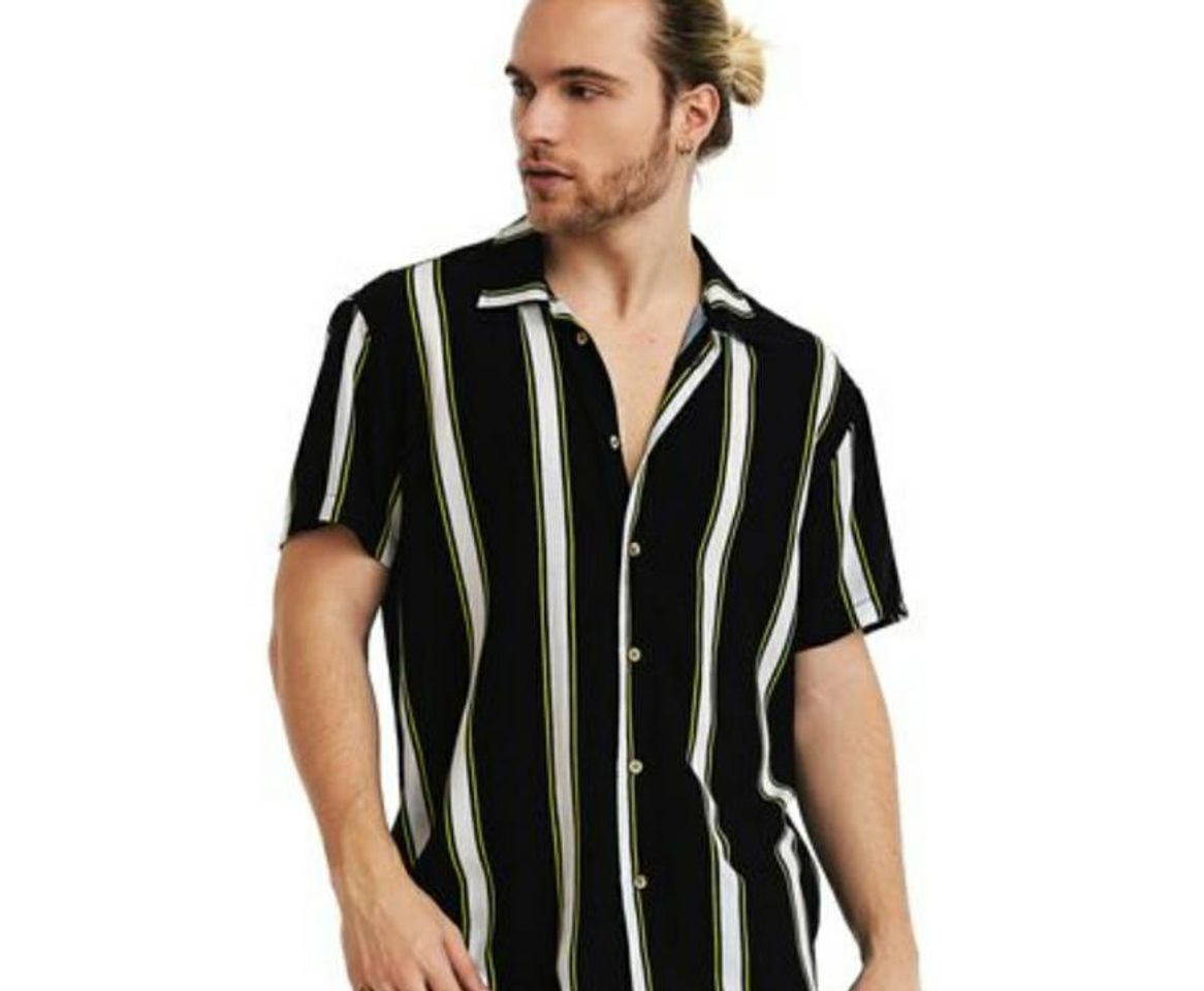 Camisa de botão estampada masculina