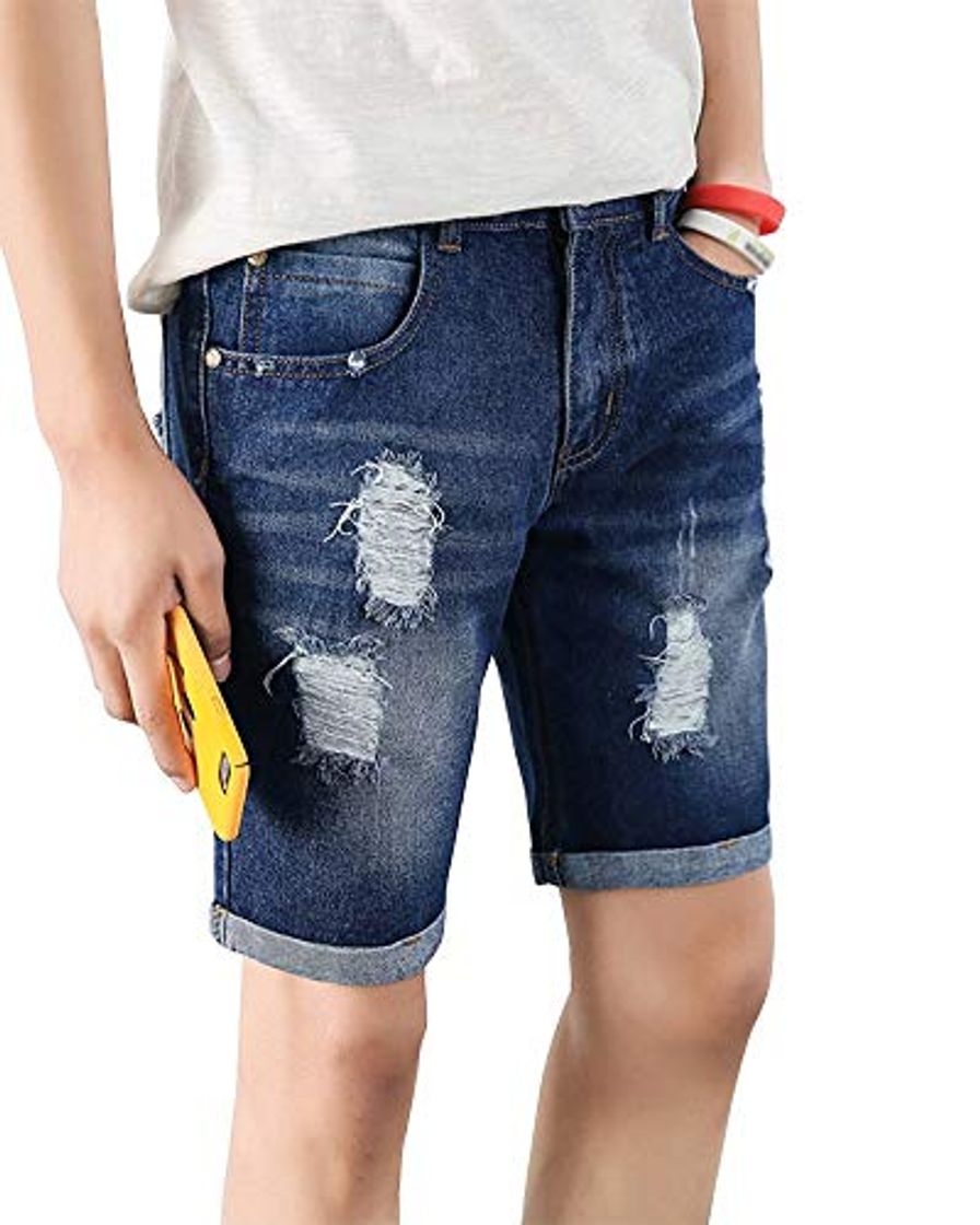 Fashion Saoye Fashion Pantalones Vaqueros De Los Pantalones Cortos Cortos Hombres Bermudas Pantalones Ropa Pantalones Cortos Ajuste Regular Pantalones Casuales Rasgados Niños Pantalones Cortos Ocasionales Jea