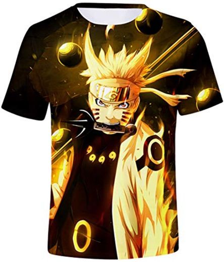 FLYCHEN Niños Camiseta con Motivo Naruto 3D Impreso Gráfica Fantástica Boy's T