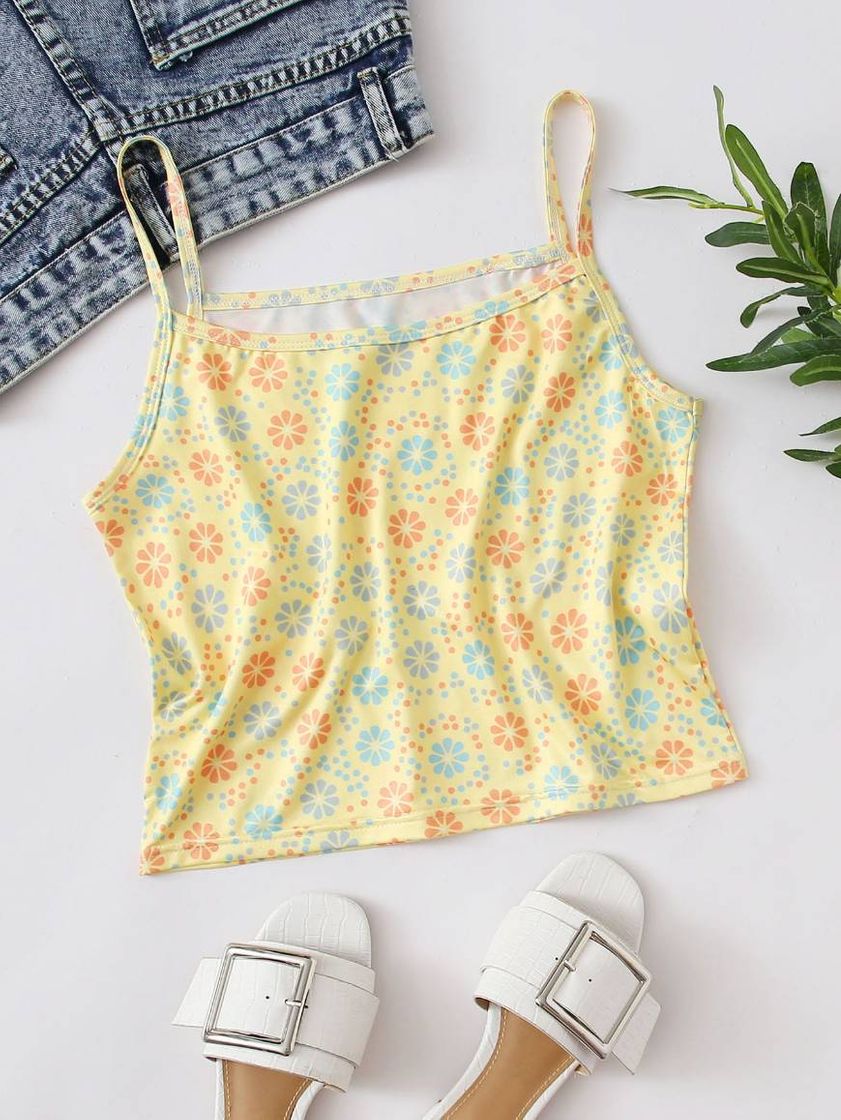 Fashion Top Cami Floral de Bolinhas