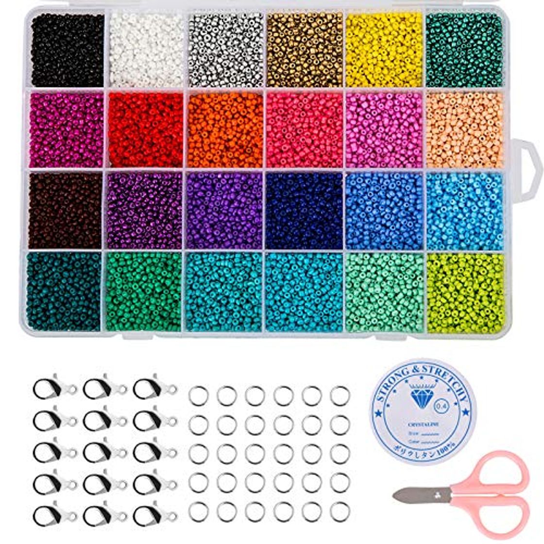 Lugar Naler Cuentas de Colores 2mm Mini Cuentas y Abalorios Cristal para DIY