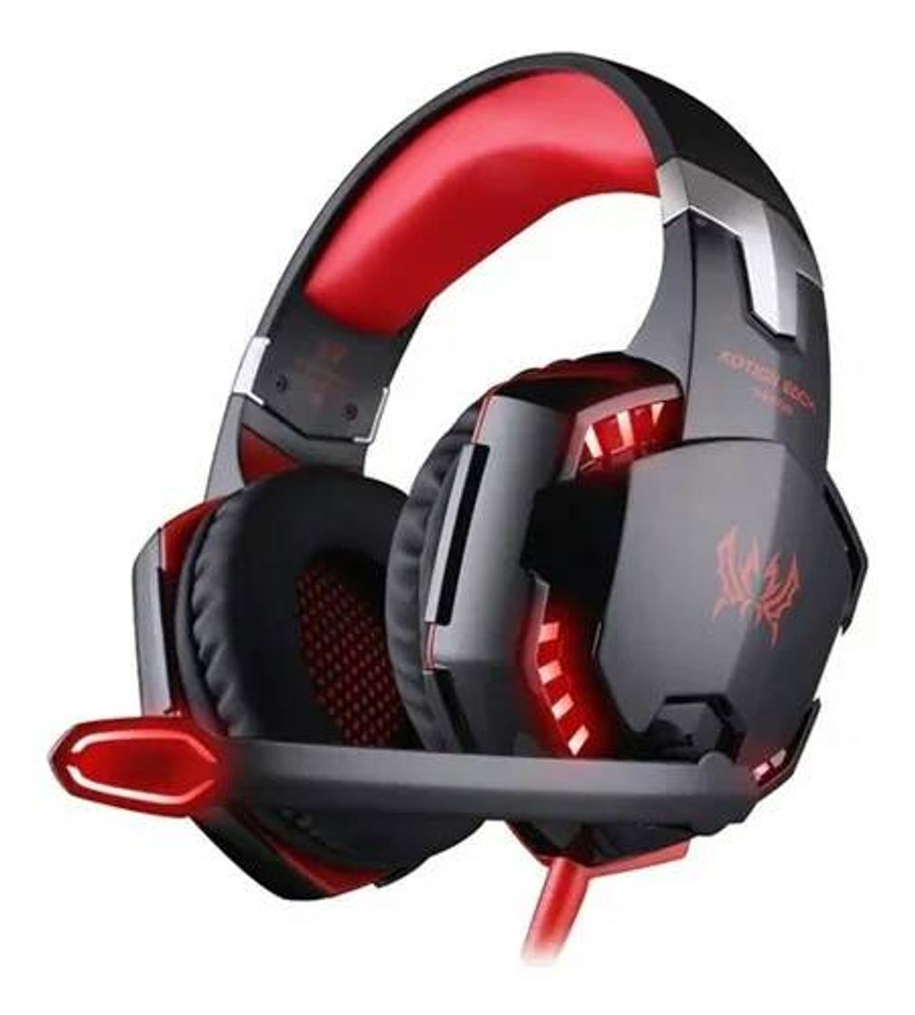 Moda Fone de ouvido gamer Kotion G2000 preto e vermelho com luz L