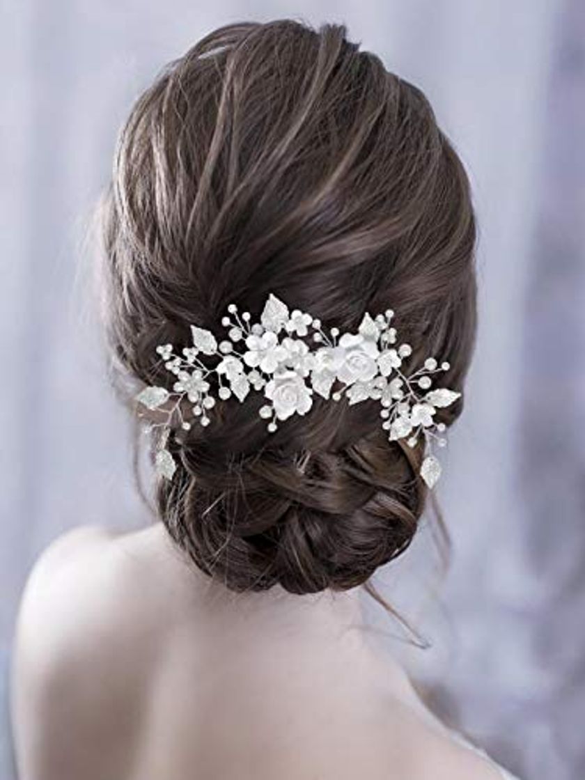 Moda Vakkery Flor Boda Cabello Vid Accesorios Para El Cabello De Novia De Plata Tocado De Novia Para Mujeres y Niñas