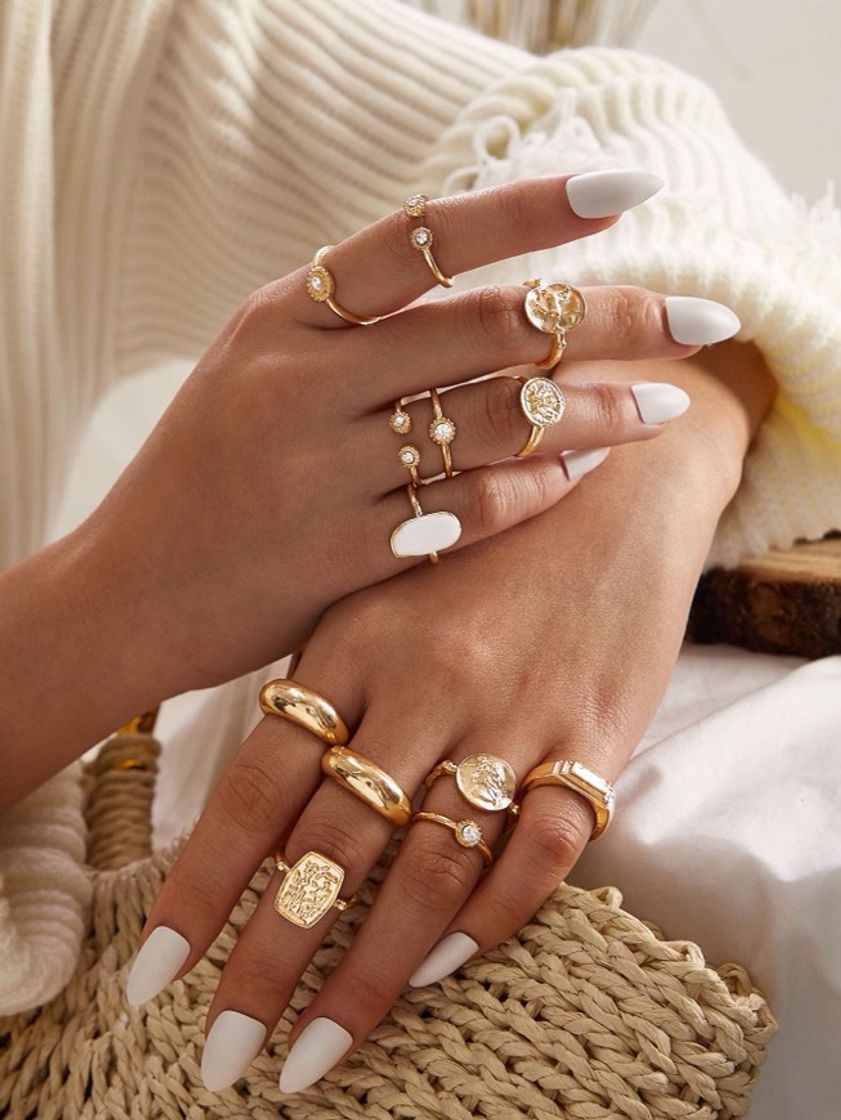 Social Conjunto de anéis gravados strass 13pcs 