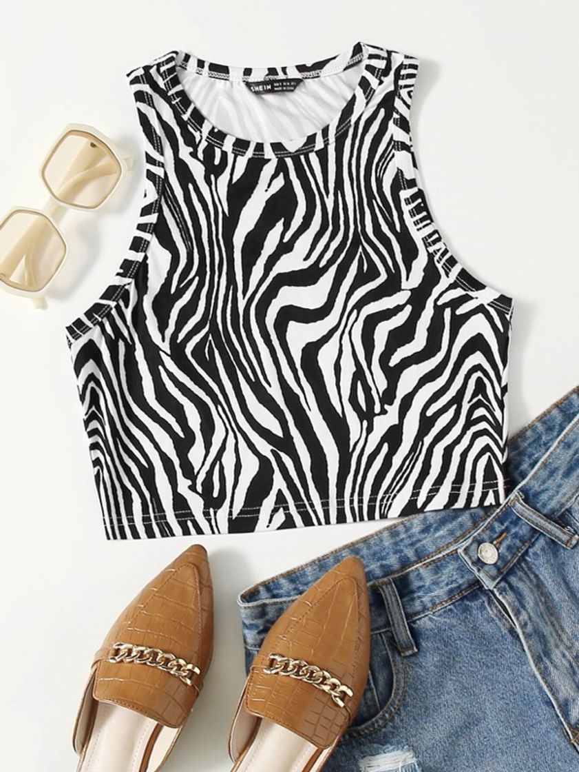 Social shein tampo do tanque com listras de zebra 