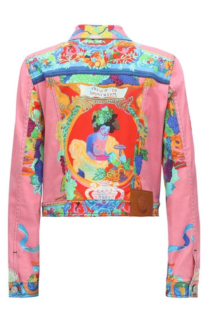 Fashion Versace - Cropped vessel print denim jacket - Pink