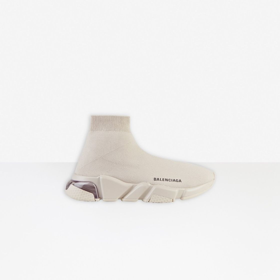 Fashion Balenciaga Speed Clear Sole Sneaker in beige knit