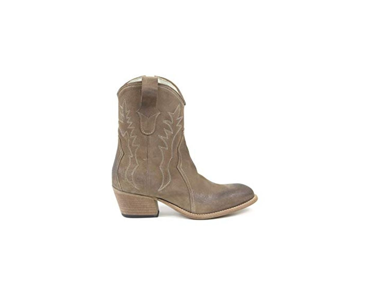 Fashion Bota Texano para mujer con números grandes de ante, color pardo Beige