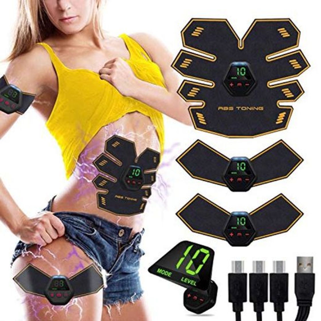 Products MATEHOM Electroestimulador Muscular Abdominales, USB Recargable EMS Estimulador Muscular Abdominales, para Abdomen