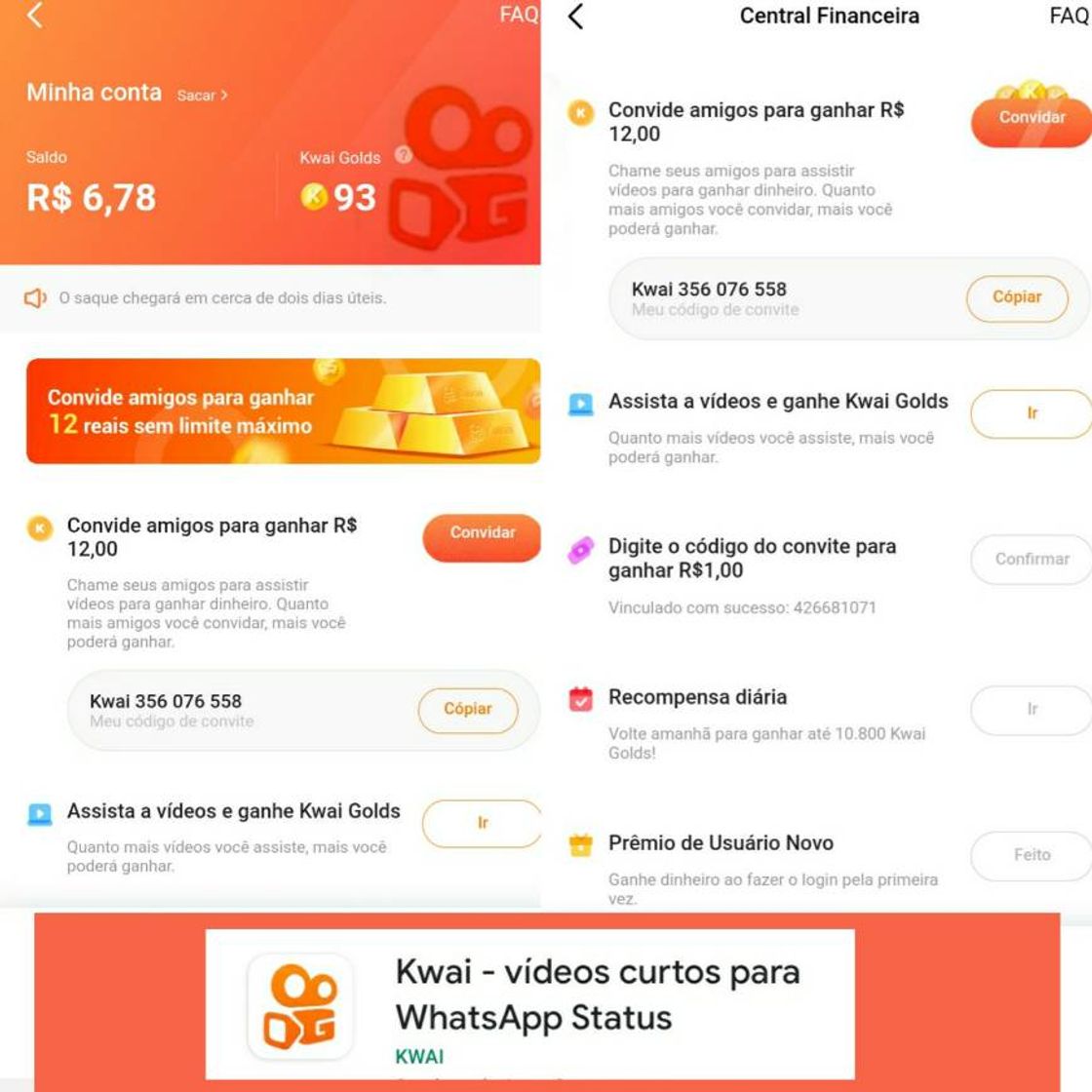 Ganhe dinheiro assistindo vídeos no KWAI 💸📽