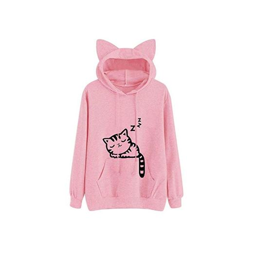 Generic Brands 2020 Nuevo Harajuku Sudadera con Capucha para Mujer Sudadera con Capucha Kawaii   Winter Cat Pattern Sudaderas con Capucha de Manga Larga