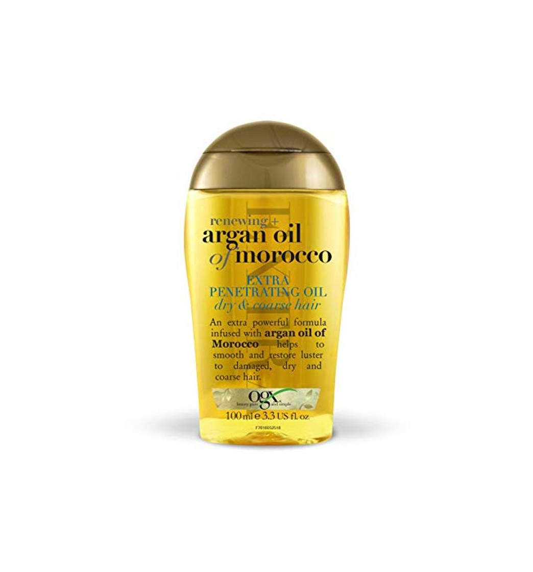 Product OGX Aceite de Argán de Marruecos, Extra Strength aceite penetrante, cabello dañado,