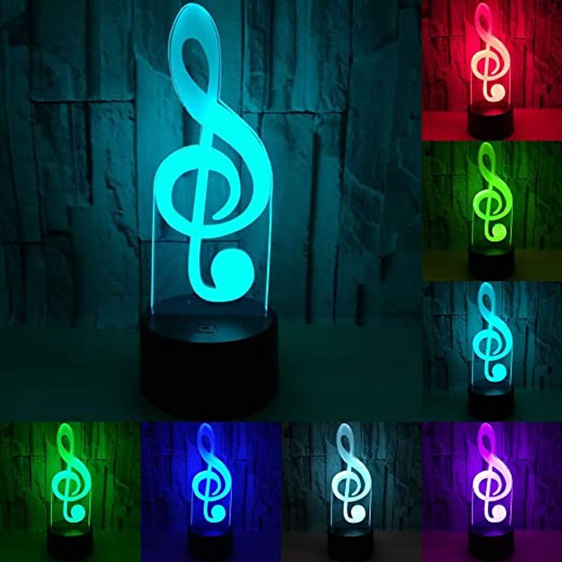 Social RUMOCOVO® Música Nota LED 3D Luces De Noche Acrílico 7 Colorido Musical Atmósfera Lámpara Regalo Decoración Del Hogar Para Niños