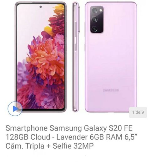 Smartphone Samsung Galaxy S20 FE 128GB Cloud - Lavender 6GB 