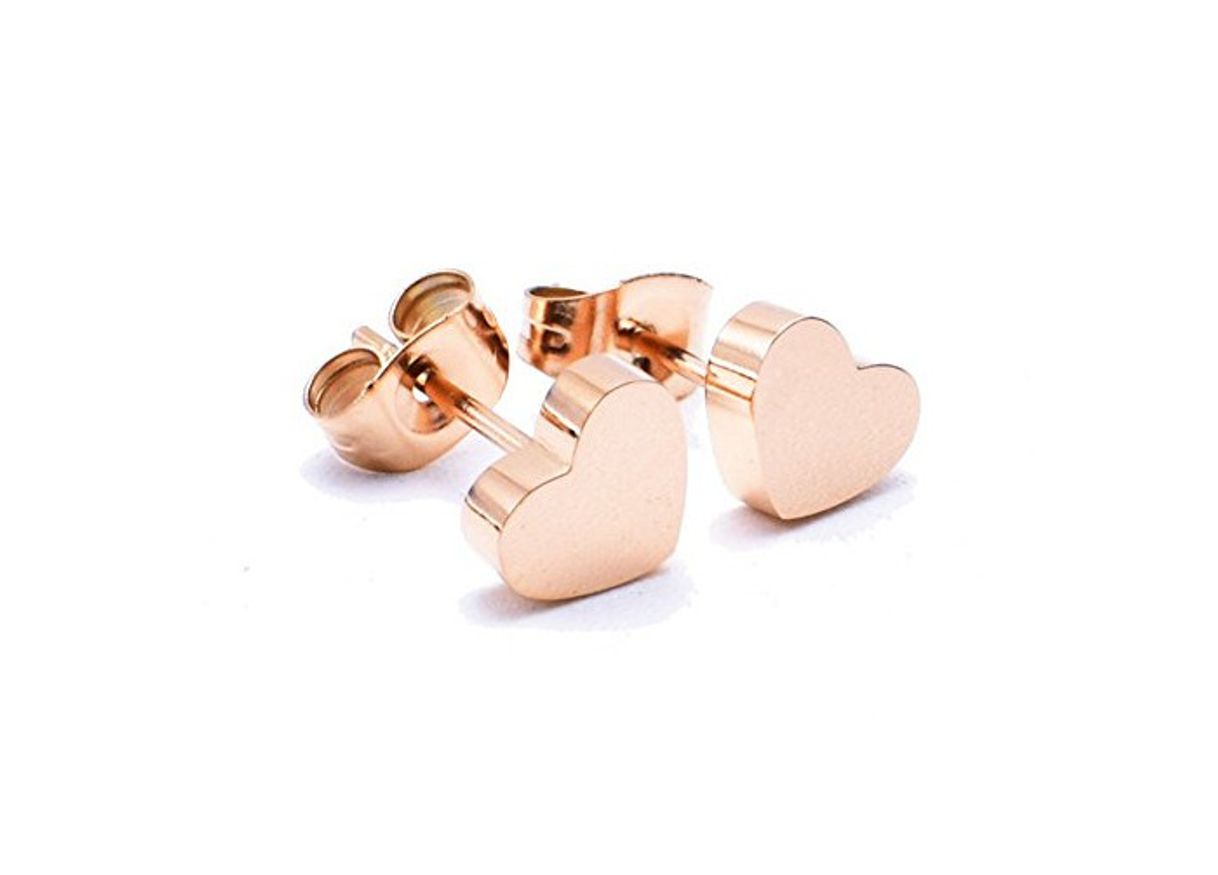 Productos findout 14K chapado en oro rosa de acero de titanio corazones pendientes,