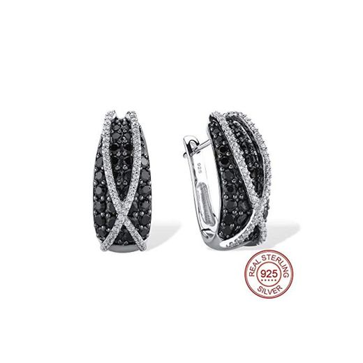 MZNSQB Aretes de Plata para Mujer 925 Aretes de Plata esterlina Plata 925 con Piedras Cubic Zirconia Brincos Jewelry