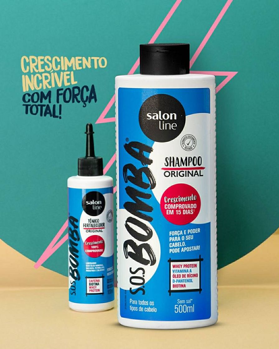 Fashion Tônico capilar e Shampoo S.O.S Bomba Salon Line.