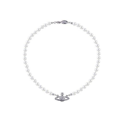 RXING Collar de perlas blancas con diamantes de imitación de cristal