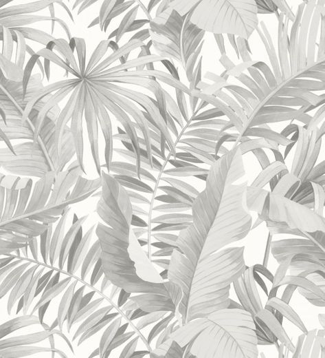 Papel pintado de hojas tropicales blancas