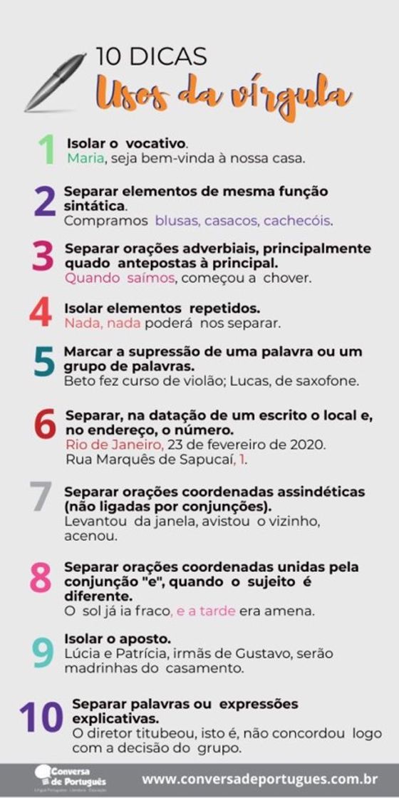 Fashion 10 dicas sobre vírgula 