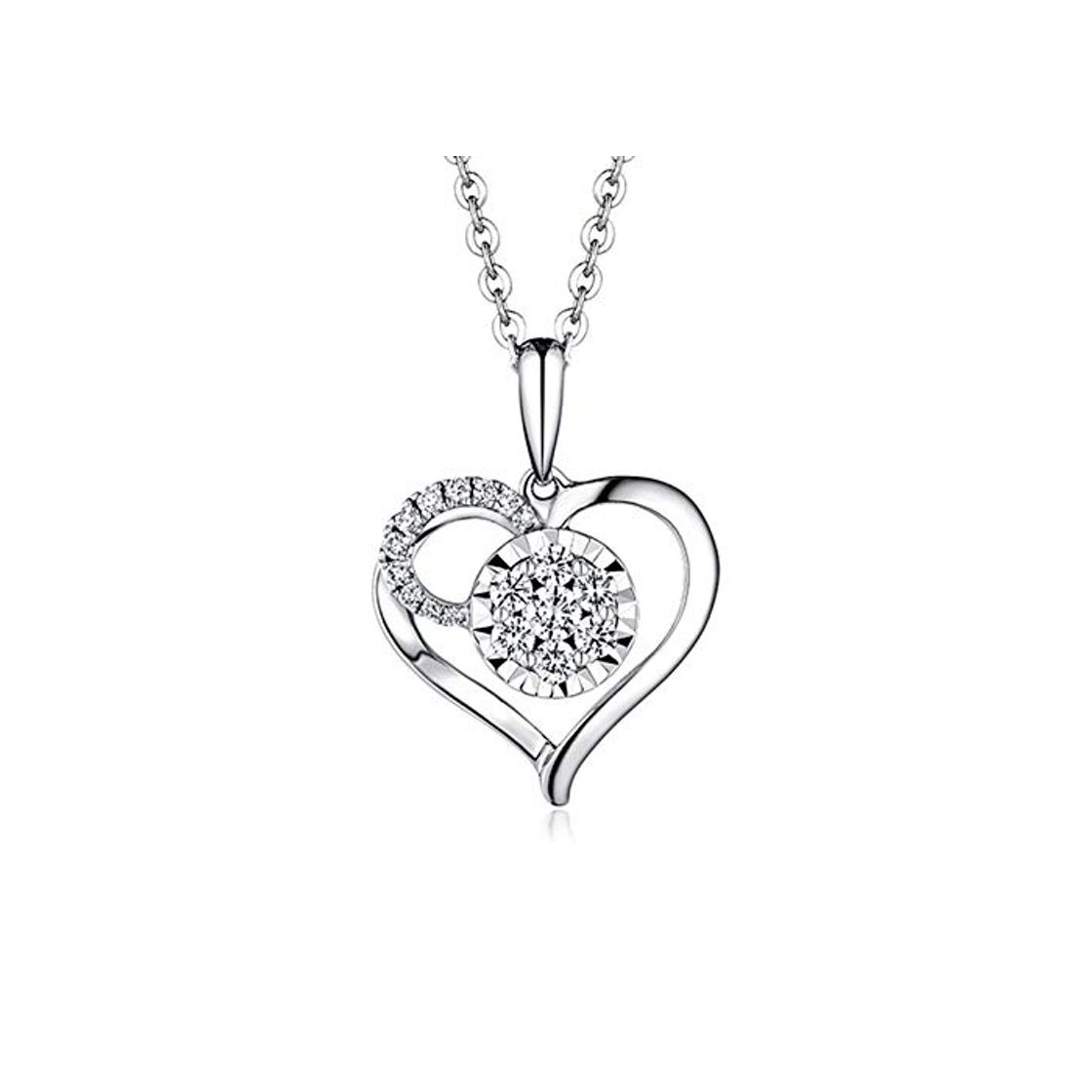Social Daesar Collar Mujer Oro 18 Kilates Collar Corazón Mujer Colgante Solitario Brillante Collar Mujer Plata